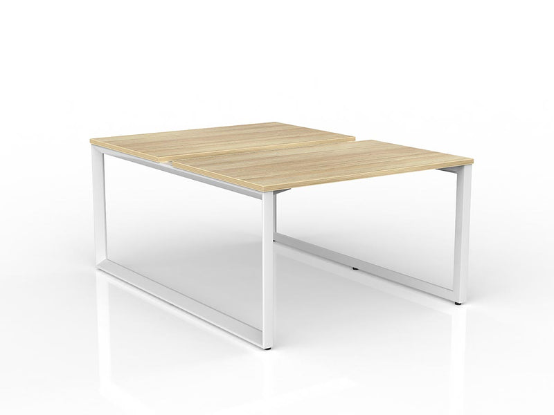 Anvil 2-User Double Sided Workspace 1200mm x 750mm Natural Oak White Powdercoat