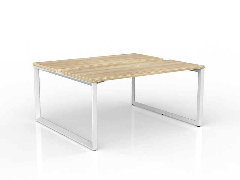 Anvil 2-User Double Sided Workspace 1500mm x 600mm Natural Oak White Powdercoat