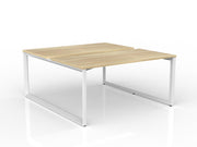 Anvil 2-User Double Sided Workspace 1500mm x 750mm Natural Oak White Powdercoat