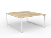Anvil 2-User Double Sided Workspace 1500mm x 800mm Natural Oak White Powdercoat