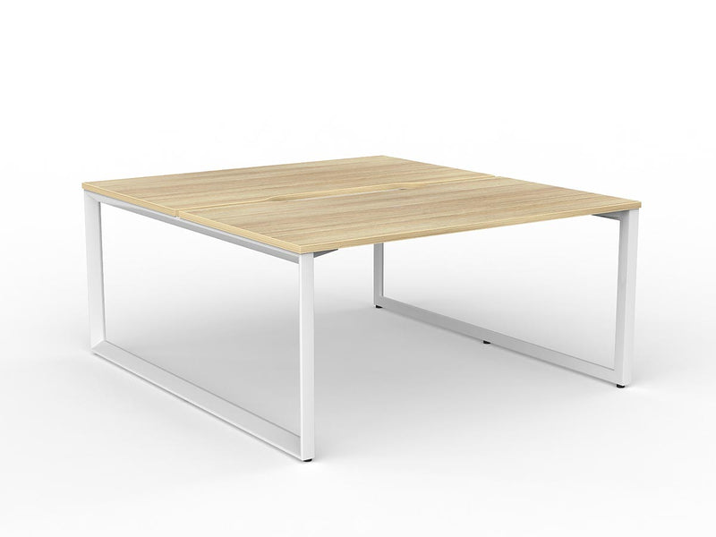 Anvil 2-User Double Sided Workspace 1500mm x 800mm Natural Oak White Powdercoat