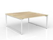Anvil 2-User Double Sided Workspace 1600mm x 750mm Natural Oak White Powdercoat