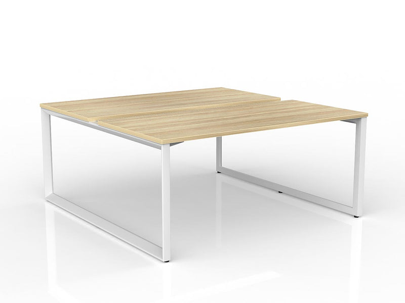 Anvil 2-User Double Sided Workspace 1600mm x 750mm Natural Oak White Powdercoat