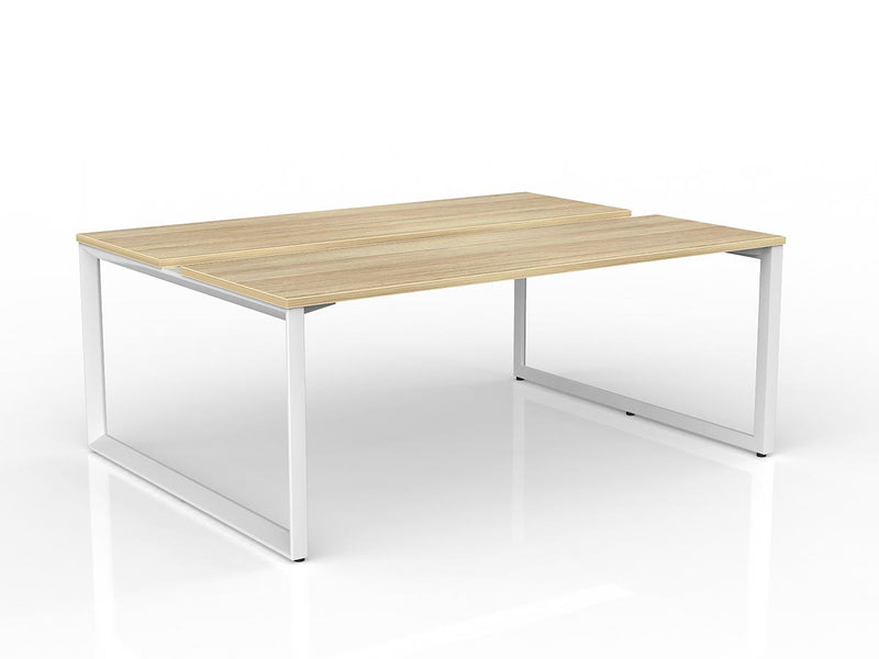 Anvil 2-User Double Sided Workspace 1800mm x 600mm Natural Oak White Powdercoat