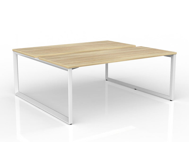 Anvil 2-User Double Sided Workspace 1800mm x 750mm Natural Oak White Powdercoat