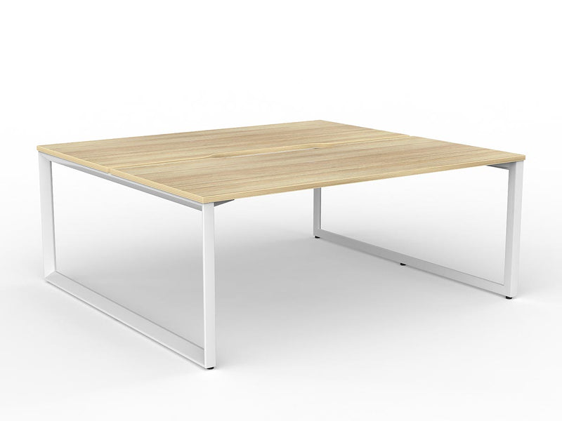 Anvil 2-User Double Sided Workspace 1800mm x 800mm Natural Oak White Powdercoat