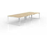 Anvil 6-User Double Sided Workspace 1200mm x 600mm Natural Oak White Powdercoat