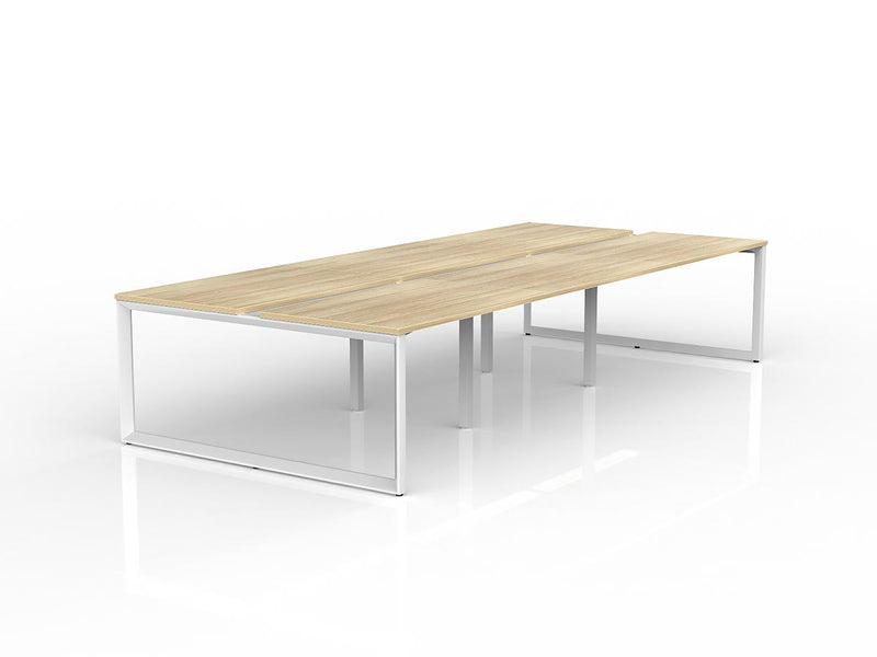 Anvil 6-User Double Sided Workspace 1200mm x 750mm Natural Oak White Powdercoat