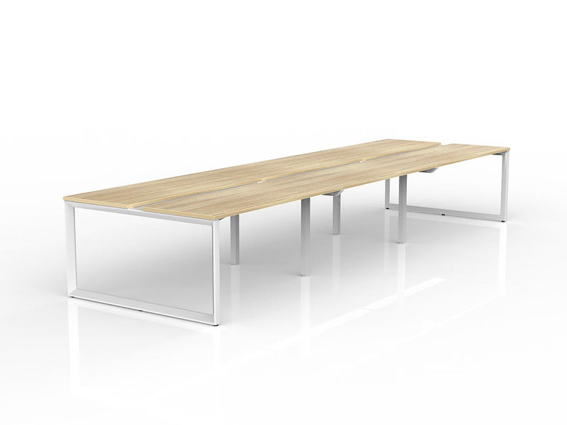 Anvil 6-User Double Sided Workspace 1500mm x 600mm Natural Oak White Powdercoat