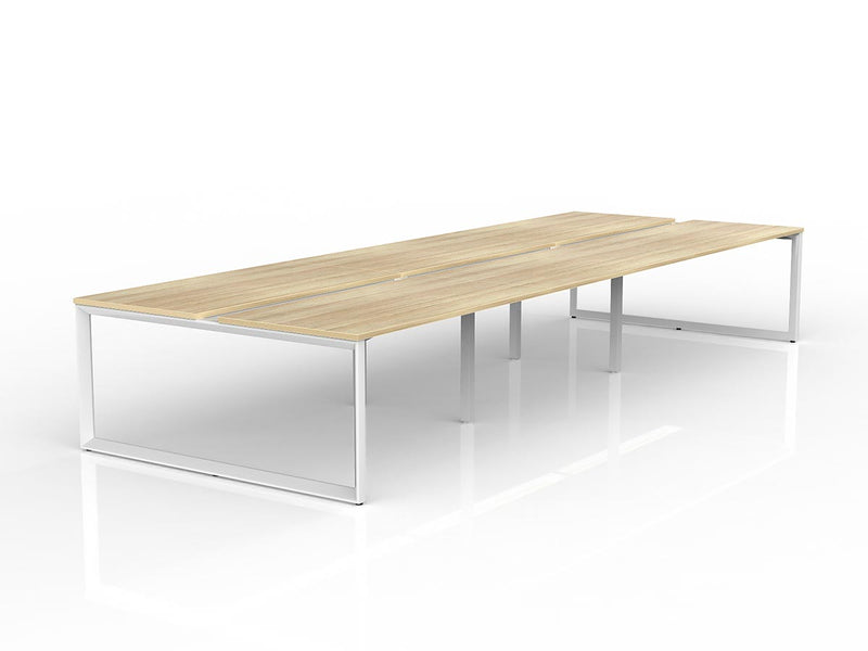 Anvil 6-User Double Sided Workspace 1500mm x 750mm Natural Oak White Powdercoat