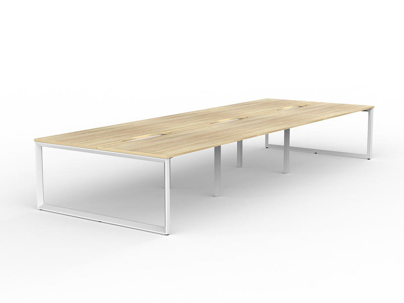 Anvil 6-User Double Sided Workspace 1500mm x 800mm Natural Oak White Powdercoat