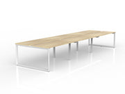 Anvil 6-User Double Sided Workspace 1600mm x 600mm Natural Oak White Powdercoat
