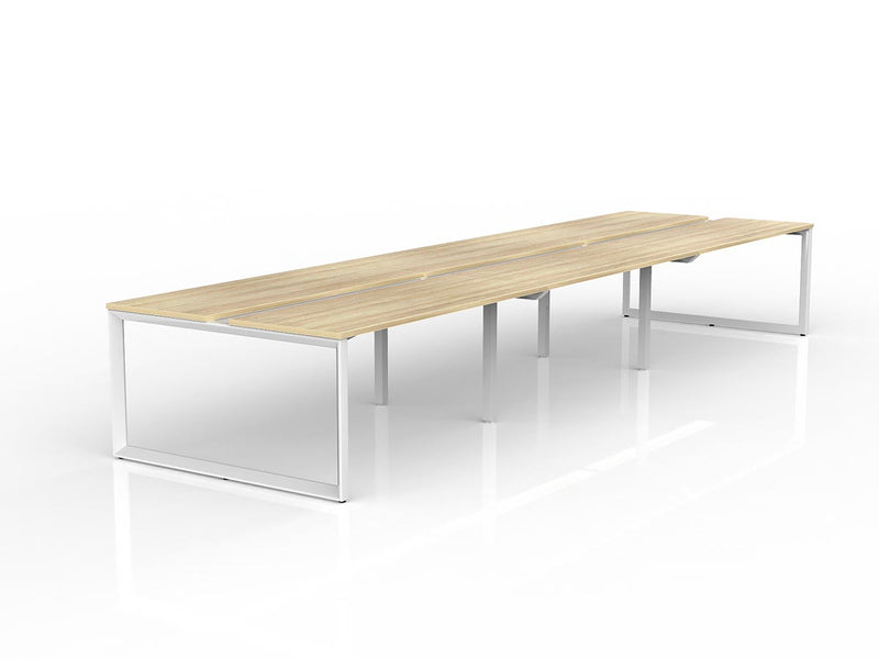 Anvil 6-User Double Sided Workspace 1600mm x 600mm Natural Oak White Powdercoat