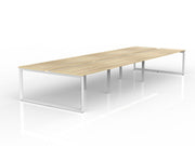 Anvil 6-User Double Sided Workspace 1600mm x 750mm Natural Oak White Powdercoat