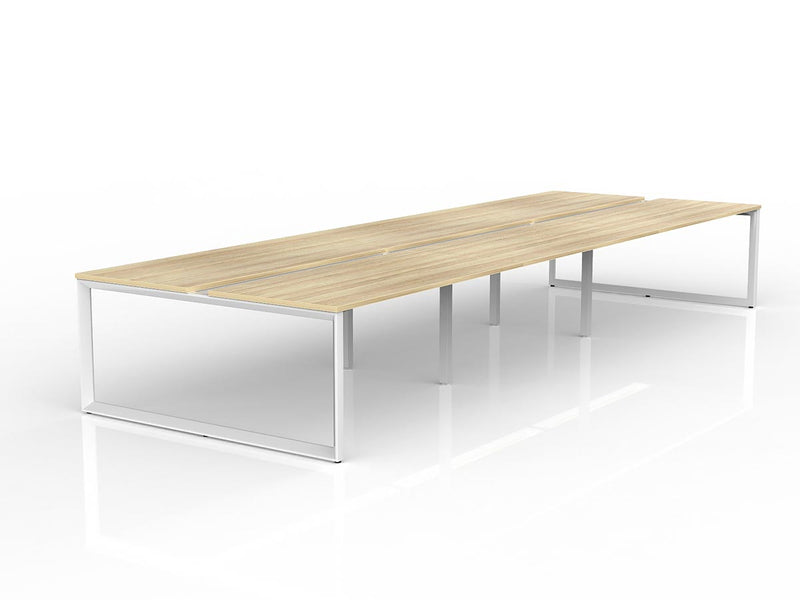 Anvil 6-User Double Sided Workspace 1600mm x 750mm Natural Oak White Powdercoat