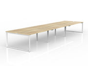 Anvil 6-User Double Sided Workspace 1800mm x 600mm Natural Oak White Powdercoat