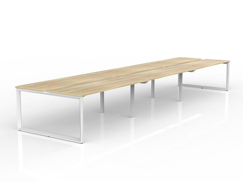 Anvil 6-User Double Sided Workspace 1800mm x 600mm Natural Oak White Powdercoat