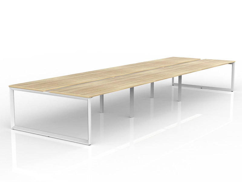 Anvil 6-User Double Sided Workspace 1800mm x 750mm Natural Oak White Powdercoat