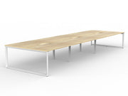 Anvil 6-User Double Sided Workspace 1800mm x 800mm Natural Oak White Powdercoat