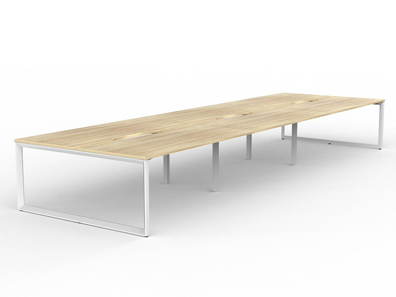 Anvil 6-User Double Sided Workspace 1800mm x 800mm Natural Oak White Powdercoat