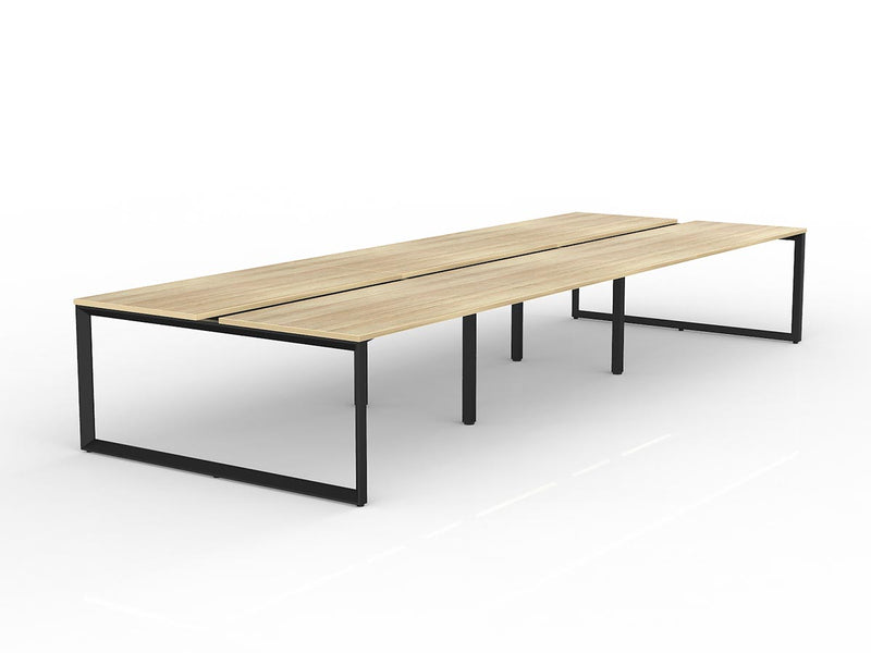 Anvil 6-User Double Sided Workspace 1500mm x 750mm Natural Oak Black Powdercoat