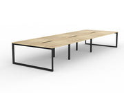 Anvil 6-User Double Sided Workspace 1600mm x 800mm Natural Oak Black Powdercoat