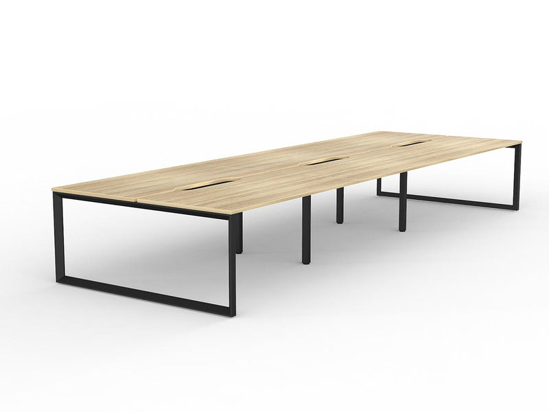 Anvil 6-User Double Sided Workspace 1600mm x 800mm Natural Oak Black Powdercoat