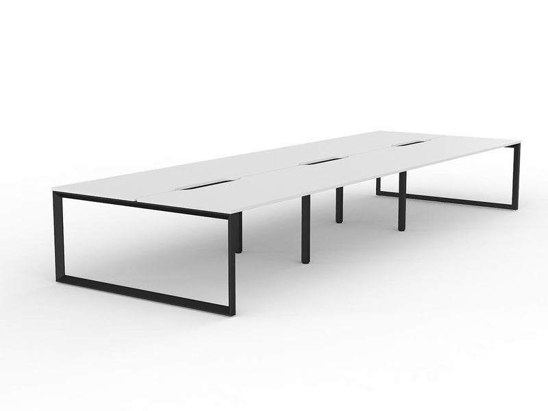 Anvil 6-User Double Sided Workspace 1600mm x 800mm White Black Powdercoat