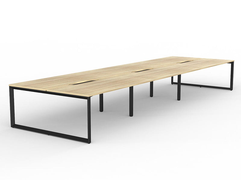 Anvil 6-User Double Sided Workspace 1800mm x 800mm Natural Oak Black Powdercoat