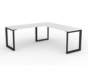 Anvil Desk with Return 1800mm x 600 1200mm x 600mm White Black Left Hand
