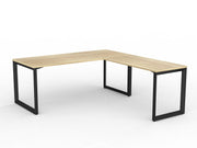 Anvil Desk with Return 1800mm x 750 1200mm x 600mm Natural Oak Black Right Hand