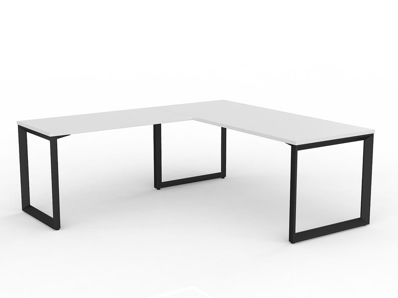 Anvil Desk with Return 1800mm x 750 1200mm x 600mm White Black Left Hand