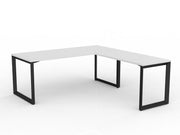 Anvil Desk with Return 1800mm x 750 1200mm x 600mm White Black Right Hand