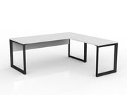 Anvil Desk with Return and Modesty 1800mm x 750 900mm x 600mm White Black Right Hand