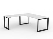 Anvil Desk with Return 1800mm x 750 900mm x 600mm White Black Left Hand