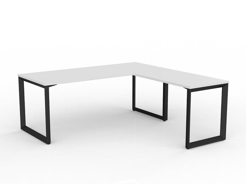 Anvil Desk with Return 1800mm x 750 900mm x 600mm White Black Right Hand