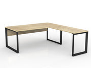 Anvil Desk with Return and Modesty 1800mm x 900 1200mm x 600mm Natural Oak Black Right Hand