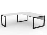 Anvil Desk with Return and Modesty 1800mm x 900 1200mm x 600mm White Black Left Hand