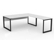 Anvil Desk with Return and Modesty 1800mm x 900 1200mm x 600mm White Black Right Hand