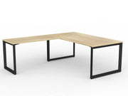 Anvil Desk with Return 1800mm x 900 1200mm x 600mm Natural Oak Black Left Hand