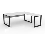Anvil Desk with Return and Modesty 1800mm x 900 900mm x 600mm White Black Right Hand