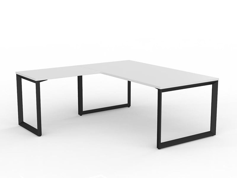 Anvil Desk with Return 1800mm x 900 900mm x 600mm White Black Left Hand