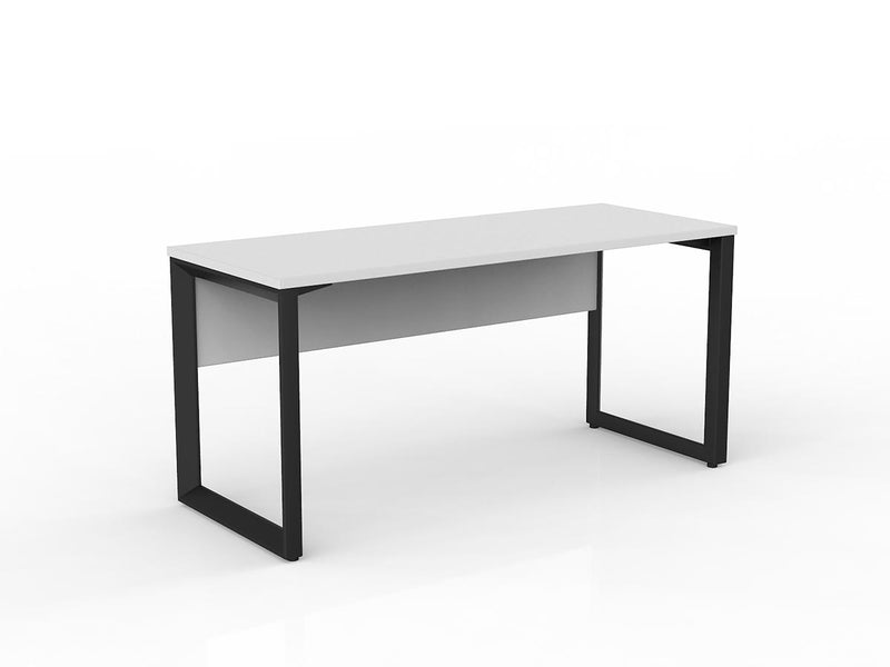 Anvil Straight Desk with Modesty 1500mm x 600mm White Black Powdercoat