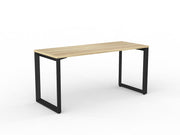 Anvil Straight Desk 1500mm x 600mm Natural Oak Black Powdercoat