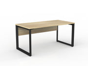 Anvil Straight Desk with Modesty 1500mm x 750mm Natural Oak Black Powdercoat