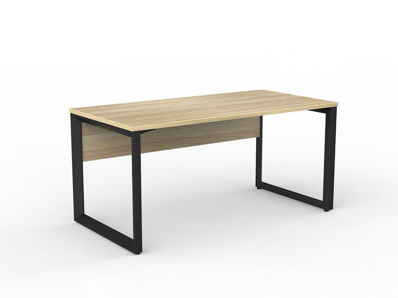 Anvil Straight Desk with Modesty 1500mm x 750mm Natural Oak Black Powdercoat