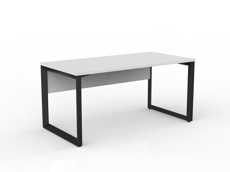 Anvil Straight Desk with Modesty 1500mm x 750mm White Black Powdercoat
