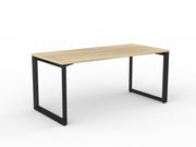 Anvil Straight Desk 1600mm x 750mm Natural Oak Black Powdercoat