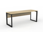 Anvil Straight Desk with Modesty 1800mm x 600mm Natural Oak Black Powdercoat
