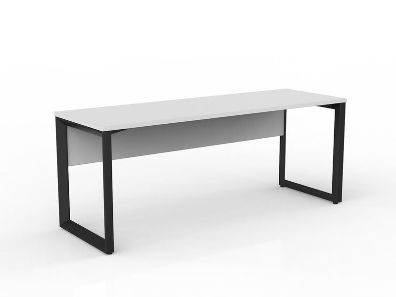 Anvil Straight Desk with Modesty 1800mm x 600mm White Black Powdercoat